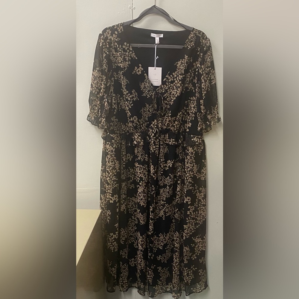 NEW LC Lauren Conrad Black and Tan Floral Dress